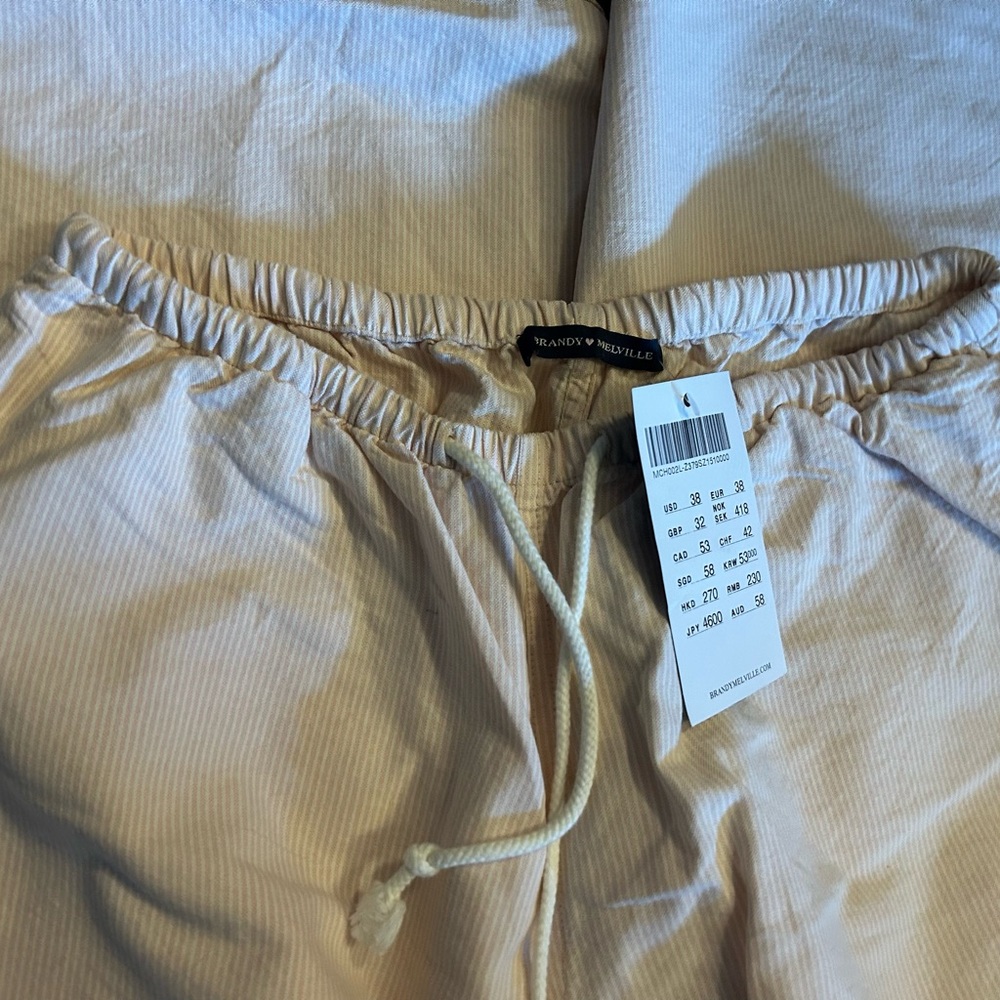 Brandy Melville Pink/white Stripes Drawstring Pants - Picture 3 of 8